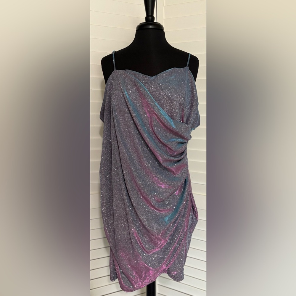 Cider Purple Asymmetrical Bodycon Mini Dress